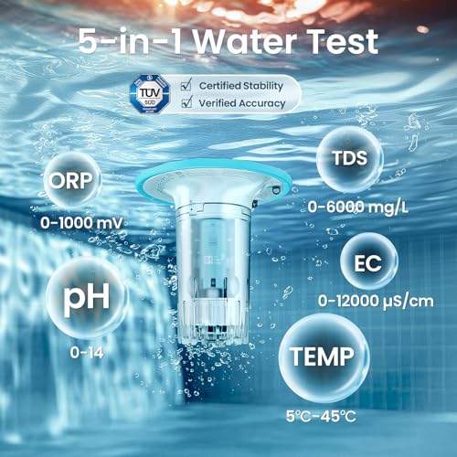 Image of AIPER HydroSync Smart Pool Monitor, 24 /7 Automatic Water Testing for Pools, Hot Tubs & Spas, 5-in-1 Accurate Digital Tester, App Control, Customized Optimization Tips