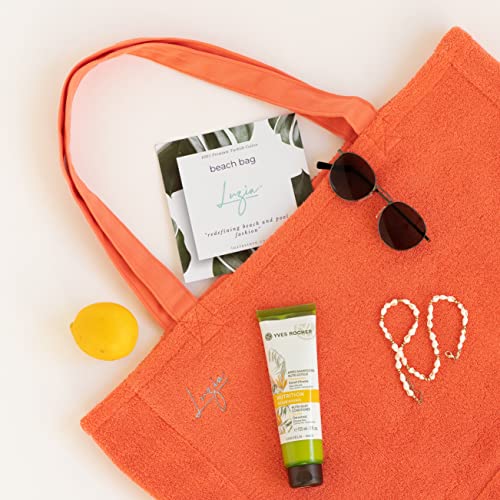 Luzia Cotton Terry Beach Bag – Large Reversible Tote with Pockets – Lightweight, Washable, Foldable - for Travel or Daily Use3