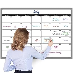 Large Dry Erase Calendar for Wall, Undated 1 Month Wall Calendar, 40″ x 28″ Erasable & Reusable Laminated Calendar, 10 Round Stickers, Great Layout Wall Calendar Monthly for Home Office School