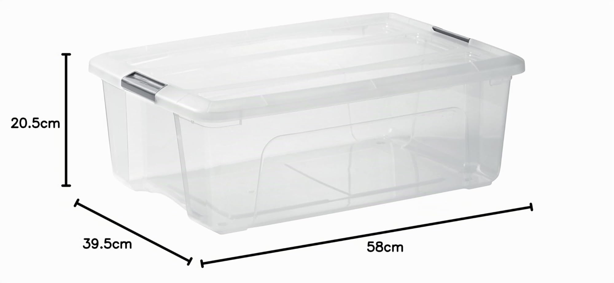 Iris Ohyama 4 Cajas de almacenamiento con tapas, 30L, Plata, Clips de Cierre, Duradero, Apilable, para Dormitorio, Armario, Oficina, Organizadora, Ropa y Zapados, Libre de BPA, NTB-30