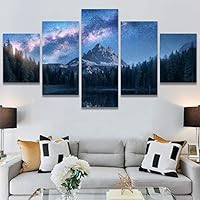 SIGNWIN 5 Panel Canvas Wall Art Modern Art Astronomy & Space Cosmic Decorative Elements Dramatic Multicolor Photography for Home Decorations Ready to Hang - 60