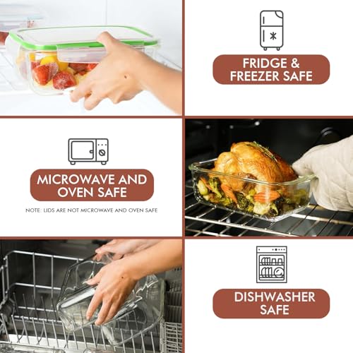 Image of Razab 35 Pc Set Glass Food Storage Containers with Lids - Meal Prep Airtight Bento Boxes BPA-Free 100% Leak Proof (15 lids,15 glass & 5 Plastic Sauce /Dip Containers)