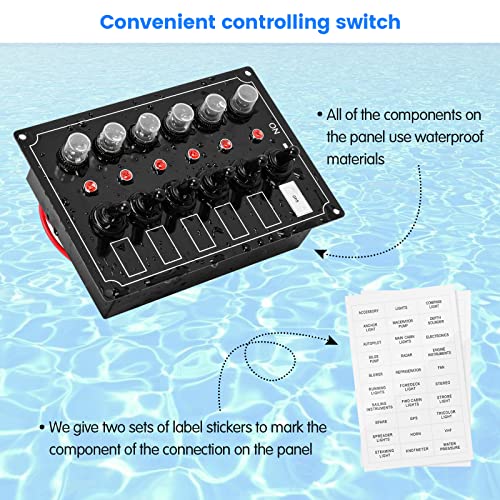 Marine Switch Panel, Haoguo 6 Gang Boat Electrical Panel With Breaker, Ip67 Waterproof, Applicable To Boats Yachts Entertainment Boats #TOP3