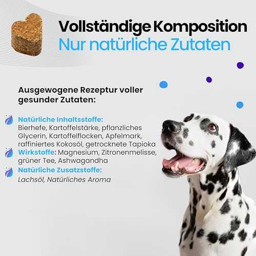 Dogs Valley Vitamine für Hunde Peak Calm - 90Stk Hundeleckerlis – Natürliches Entspannungsleckerli mit Baldrian, L-Theanin, L-Tryptophan, Ashwagandha - zur Stress & Angstlinderung, Lebergeschmack