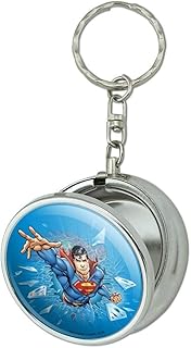 Superman Breaking the Ice Portable Travel Size Pocket Purse Ashtray Keychain with Cigarette Holder