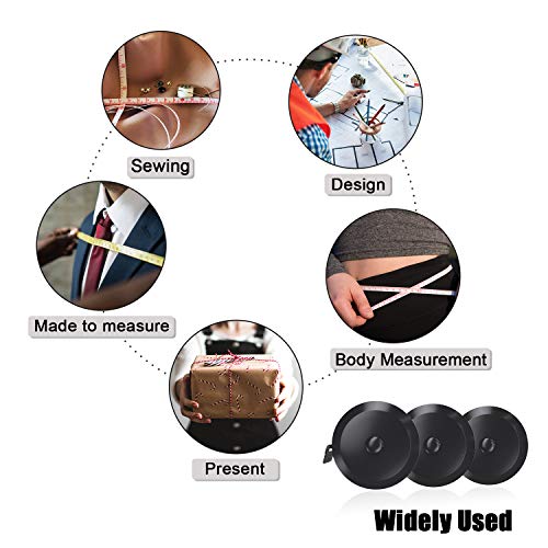 Image of DiCUNO 60-Inch 1.5 Meter Soft Retractable Measuring Tape, Pocket,Body Tailor Sewing Craft Cloth Tape Measure (8 Colors Package)