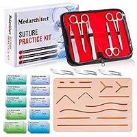 Chirurgisches Nahtset Wundnaht-Übungsset (30 Stück), enthält ein hochwertiges Nahtpad mit 14 vorgefertigten Wunden, Nahtwerkzeuge, Nahtfaden & Nadel