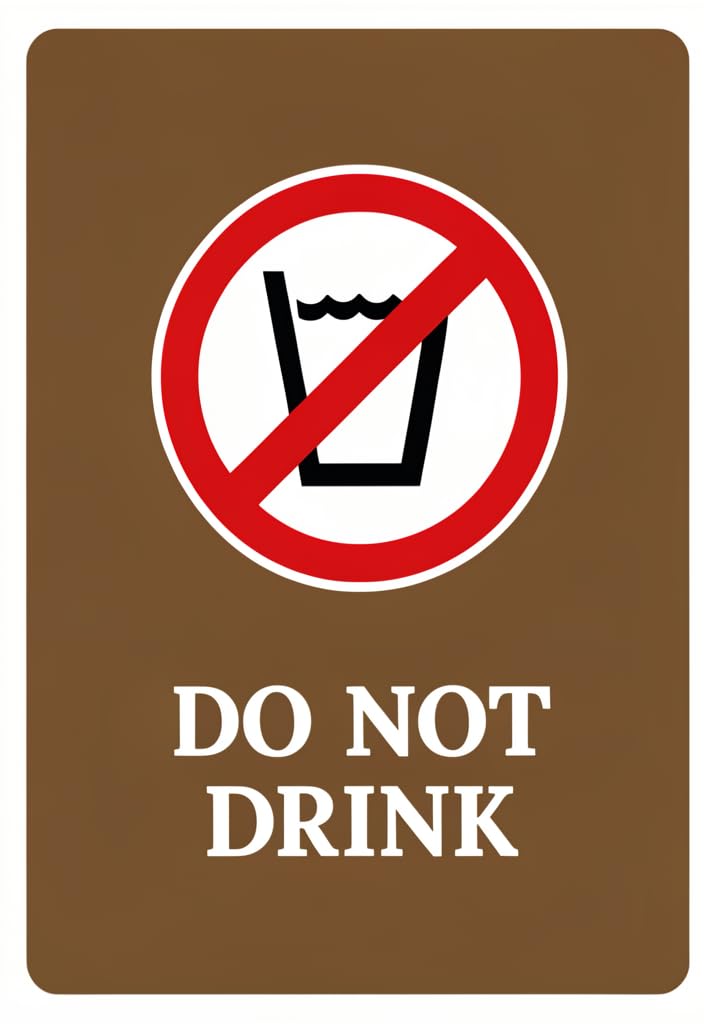 peiyeety DoDrink Tin Sign 12x8 Inch Metal Warning Plaque, Brown Safety Notice Wall Decor with Red Prohibition Symbol, Vintage-Style Bar/Kitchen/Office Sign, Funny Gift Idea