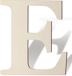 Wooden Letters 12 Inch Large Paintable Wooden Letter for Wall Décor, Thick Wood Alphabet Letters E for DIY Crafts Unfinished Wood Cutout Sign for Nursery Birthday Wedding Party Home Decoration