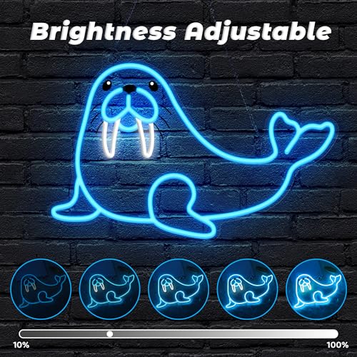Image of CoolGift Mart Walrus Neon Sign, Dimmable Wall Decor Light. Birthday Party Decorations for Home, Patio, Garden, Bars, Restaurants, Hotels, Stores, Clubs, Gift for Friends Family and Kids