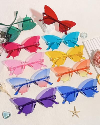 40 Pack Colorful Butterfly Sunglasses Bulk, Wholesale Fun Rimless Butterfly Party Glasses for Teens Adults Unisex3