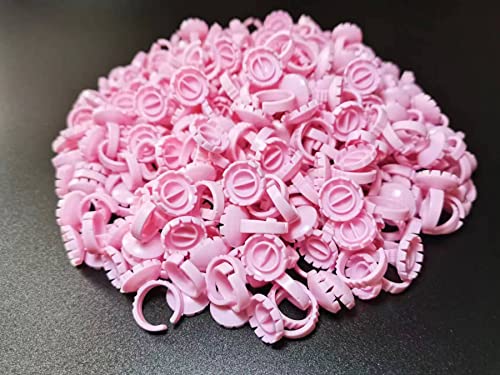 300Pcs Glue Rings Lash Rings,Smart Glue Rings For Eyelash Extensions,Disposable Rings Glue Cups For False Eyelash Extension Supplies, Lovely Blooming Lash Eyelash Glue Holder Volume Lashes Fan,Pink #TOP2