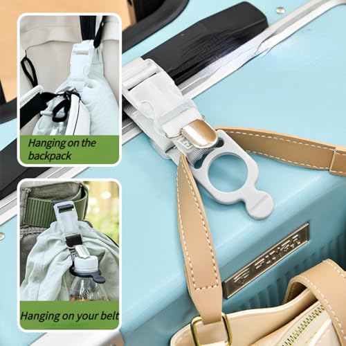 Image of Luggage Straps,2 PCS Luggage Strap Jacket Gripper,Adjustable Add-A-Bag Suitcase Belts with Hat Clip & Water Bottle Carrier for Hiking,Travel (Black)