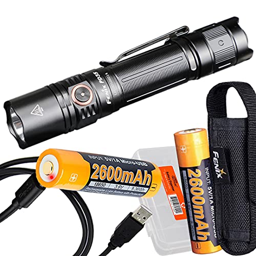 Bundle: Fenix PD35 v3.0 1700 Lumen Tactical Flashlight with Two USB Rechargeable Batteries