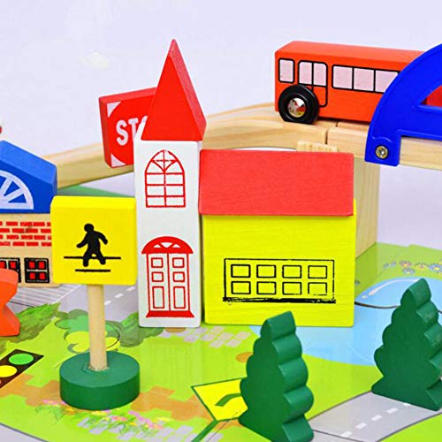 Mango Town Holz Eisenbahnen Holzeisenbahn Holzzug Set Stadtbahngleise Holzbahn Spielzeug FÜR Konstruktionsspielzeug Ab 3… – Bild 5