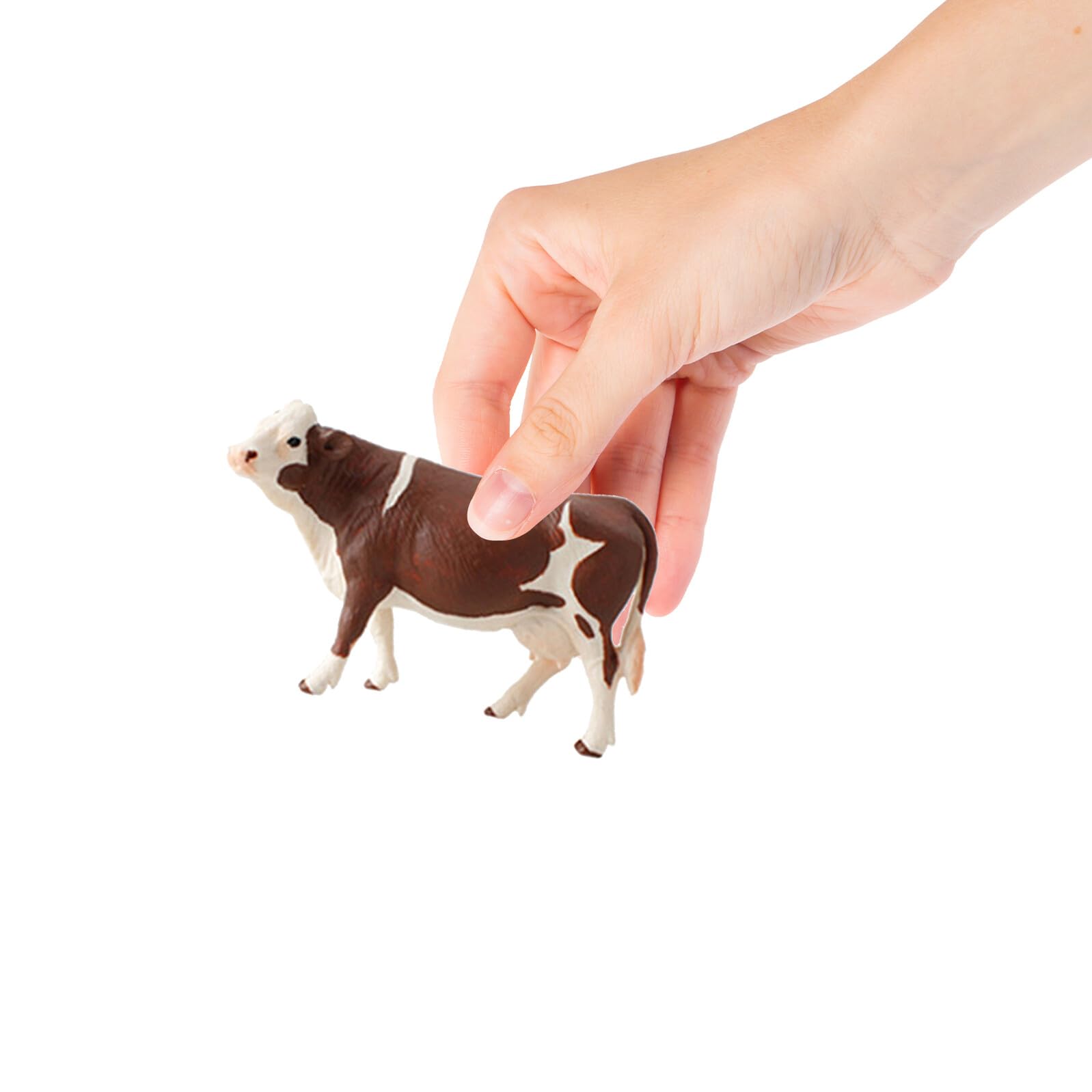 Juguete de Vaca Simulación Animales de Granja 4 Piezas PVC Blanco | Juguete Educativo para Niños, Modelo de Animales de Granja, Decoracion Colegio