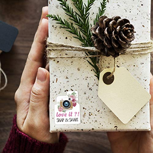 Muminglong 1.5 Inch Camera Retro Flower Stickers, Small Small Shop Stickers, Thank You Sticker,Small Business, Packaging Sticker, 500 Pcs #TOP4