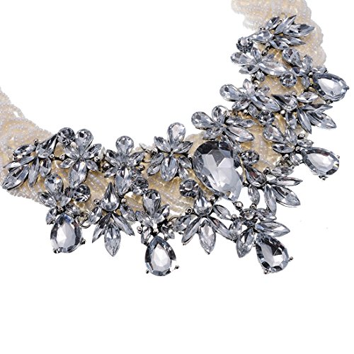 Jerollin Simulated Pearl Body Statement Necklace for Women, Fashion Collar Bib Necklaces Fashion Costume Jewelry Necklace…4