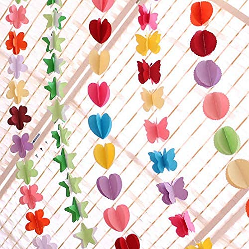 PH Enterprise Crelzos Pack of 5 Colorful 3D Paper Streamer Garland Wedding Birthday Party Decoration (Assorted)