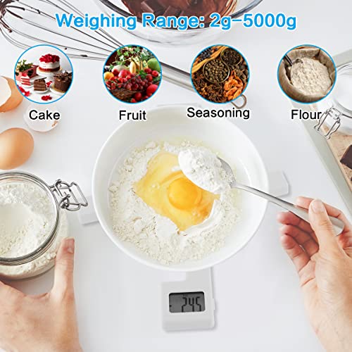 Brynnl Compact Folding Digital Kitchen Scale, Highly Accurate Portable Food Scale With Lcd Display, Auto Power Off And Tare Features, For Measuring Intake Of Healthy Eating People (White) #TOP5
