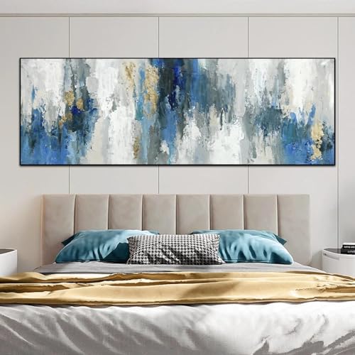 Impressions sur toile de grande taille deco abstraite bleue et affiches salon 50x150cm