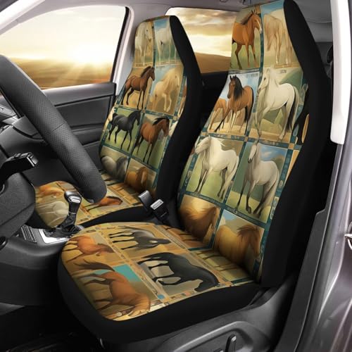Coprisedili Auto Anteriore Black Brown Horse Car Seat Cover qualità Coprisedili Anteriori Auto Sportivo Set Coprisedili Anteriori Auto per Maggior Parte delle Berline Guidatore Auto