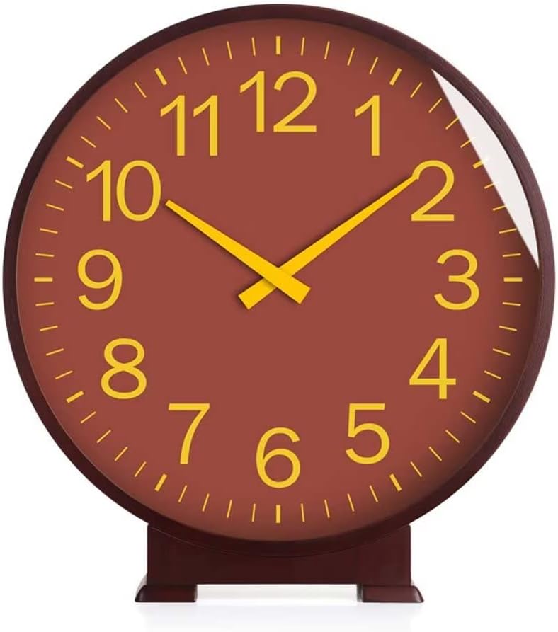 Mantel Clock 10 Inch Silent Desk Clock Retro Battery Powered Wooden Clock Living Room Desk Decorative Ornament