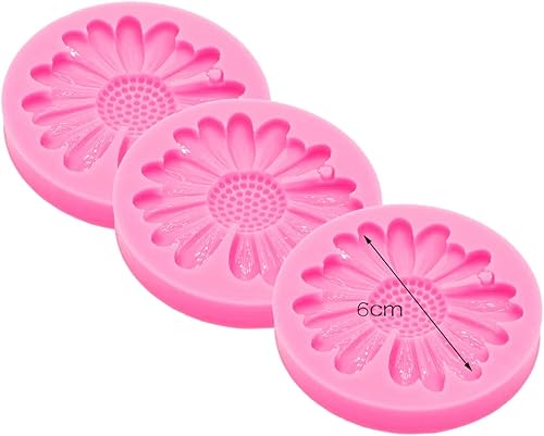 Miniatura 6 de Molde de silicona para llavero de flor de margarita, moldes epoxi de resina de crisantemo con 10 llaveros (DY0198+DY0198+DY0198+PJ)