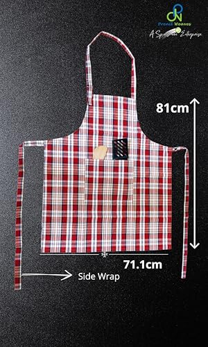 Image of Kitchen Apron for Women & Men | 100% Cotton | Cooking Apron with Big utility Pocket | Adjustable neck strap | Free Size | Kitchen Utensils Accessory