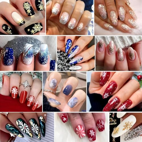 12 Sheets Snowflake Nail Art Stickers 3D Self- Adhesive Nail Deals Christmas Nail Stickers for Nail Art Winter Nail Art Supplies for Acrylic Nails Christmas Nail Design Decoration for Women - Image 5