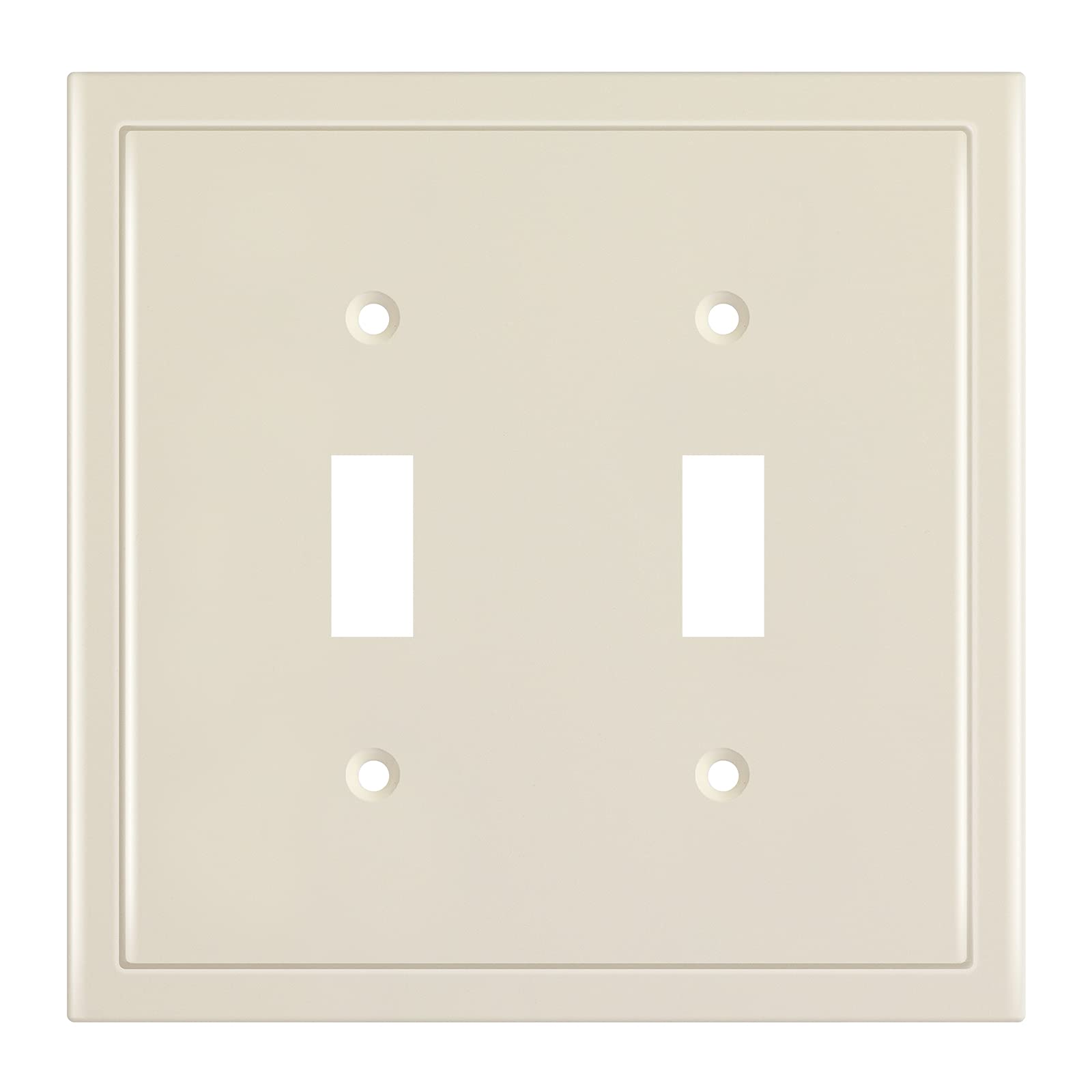 Henne Bery Modern Edge Decorative Wall Plate Switch Plate Outlet Cover, Durable Solid Zinc Alloy (Double Toggle, Light Almond)