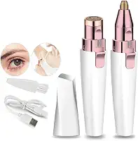 Aparador de Sobrancelhas e Removedor de Pelos Faciais para Mulheres, 2 em 1 USB Recarregável, Indolor, com Luzes LED, Depilador Elétrico