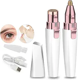 Aparador de Sobrancelhas e Removedor de Pelos Faciais para Mulheres, 2 em 1 USB Recarregável, Indolor, com Luzes LED, Depilador Elétrico