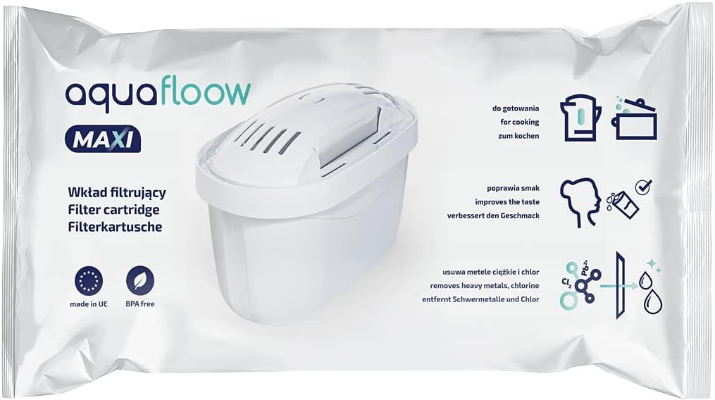 Aquafloow Set 6 Cartucce Filtranti Acqua | Compatibili con Brita Maxtra+, Maxtra Pro, Caraffe Marella, Style, Elemaris | Riduce Cloro, Calcare, Metalli Pesanti