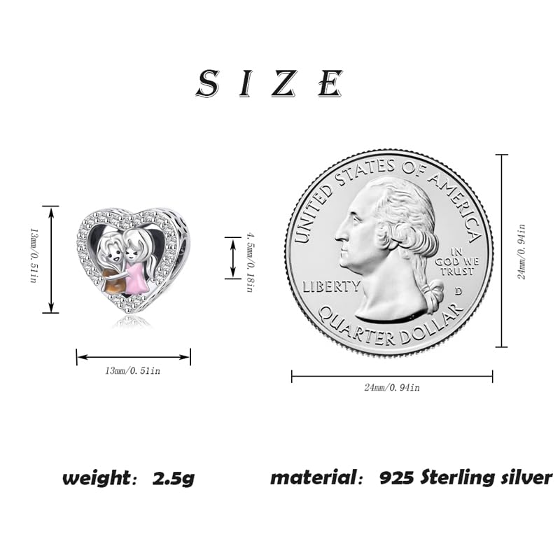 Image of ARTCHARM Love Mom Charm 925 Sterling Silver Heart Beads with Enamal fit European Bracelets Charms,Christmas Valentine Mother's Day Gift for Women