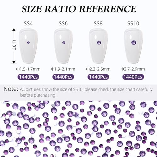 Image of Tanzanite Flatback Rhinestones, Glass Rhinestones for Nail Art and Craft, Glue Fix, Loose Crystal Gemstones(Tanzanite, SS10, 1440pcs, 2.7-2.8mm)