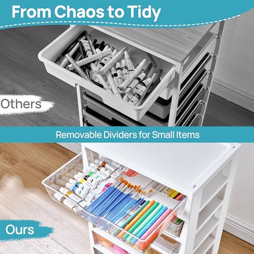 Image of Vtopmart 8 Tier Rolling Cart with Drawers, Clear Plastic