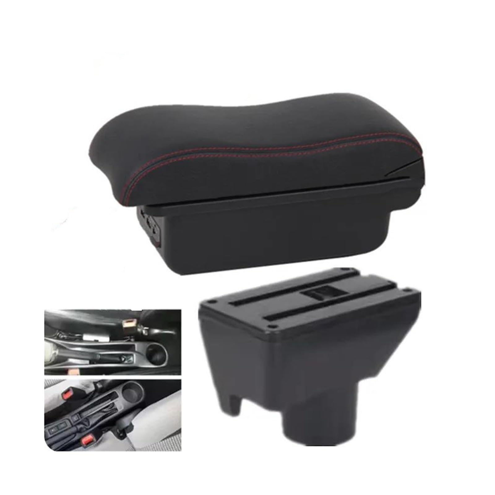RESPUNEKBAH For TOYOTA For Yaris For Vitz 2012 11-19 Center Storage Box Interior Armrest Box Car Accessories Car Armrest(B1 red line 3USB)