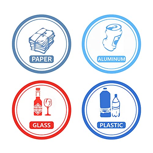 Recycling and Trash Can Sorting Sticker 3.5 x 3.5 inch Adhesive Recycle Garbage Decal Waterproof Re Adjustable Recycle Sticker Waste Sorting Recycling Sticker Sign for Trash Can (24 Pieces)