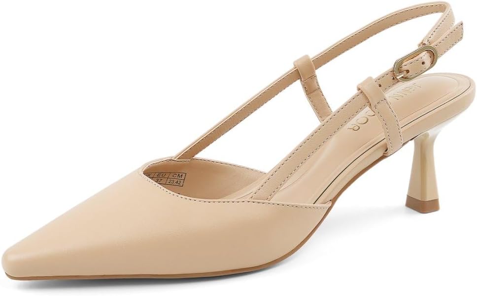 JENN ARDOR Women's Slingback Kitten Heel Closed Pointed Toe Dress Pumps Shoes for Women Comfortable Low Heeled Sandals Wedding Party Pumps