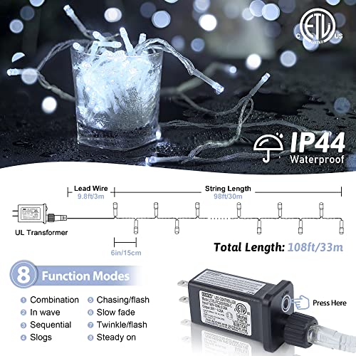 Luces Decorativas LED 98FT 200 LED Blanco Interior y Exterior miniatura 2