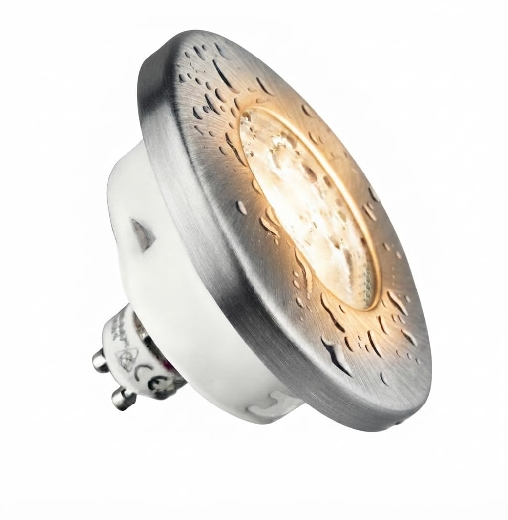 Trango 6er Set IP65 Bad Einbaustrahler 6729IP65-069-5WAK Aluminum gebürstet inkl. 6x 5 Watt GU10 LED Leuchtmittel 3000K warmweiß Außen Einbauleuchte, Bad Leuchte, Deckenspot, Dusche Deckenleuchte