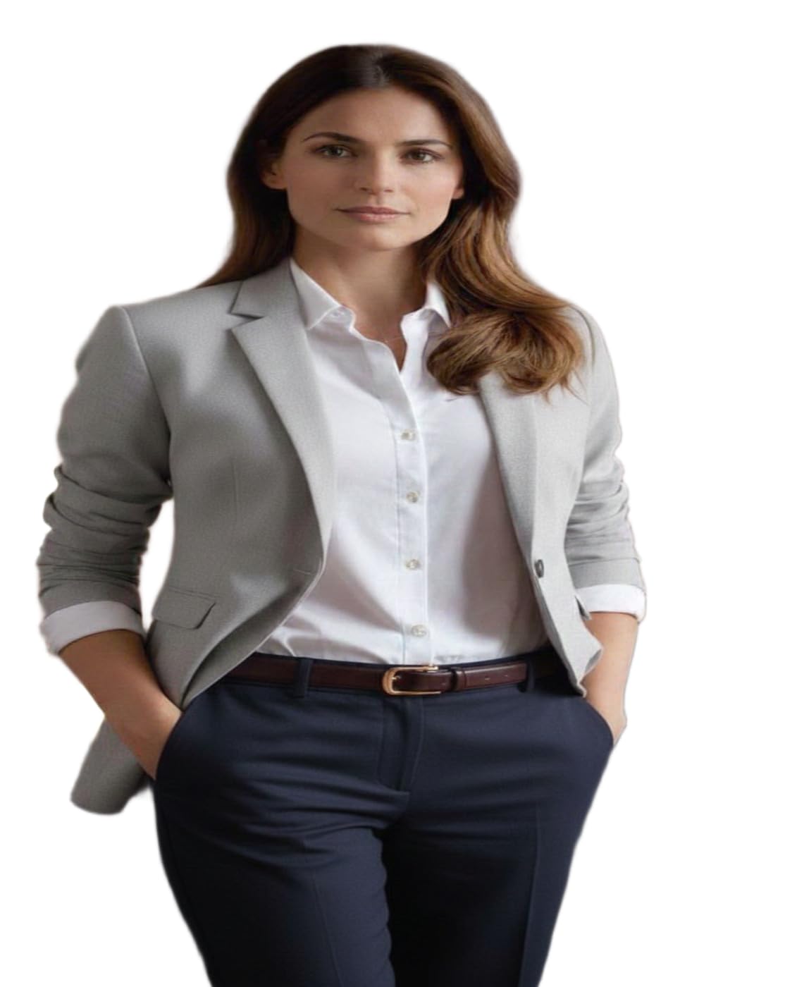 Women Slim Fit Blazer | Corporate Office Wear Grey Jacket-image-41