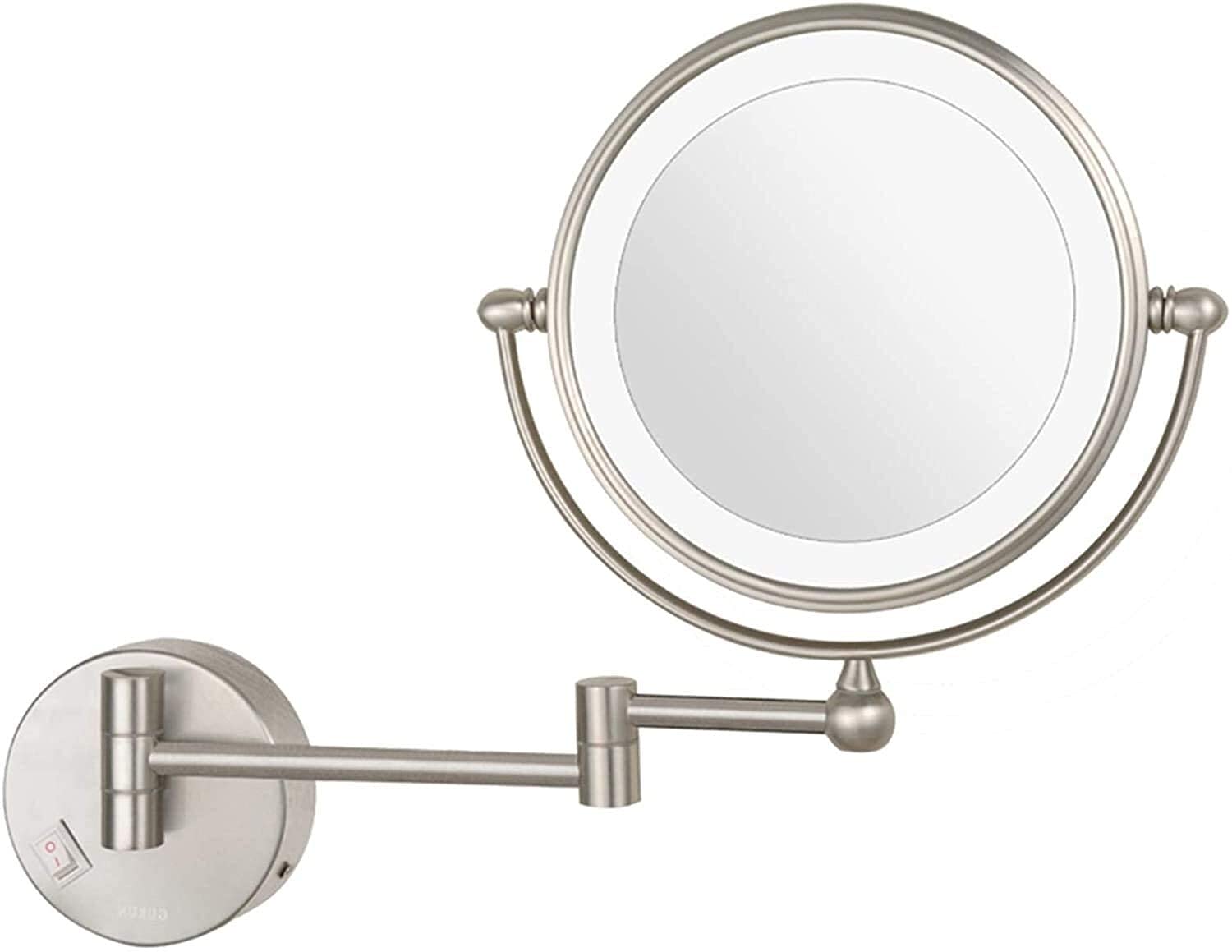 Miroir de maquillage LED pour salle de bain extensible en nickel 7X