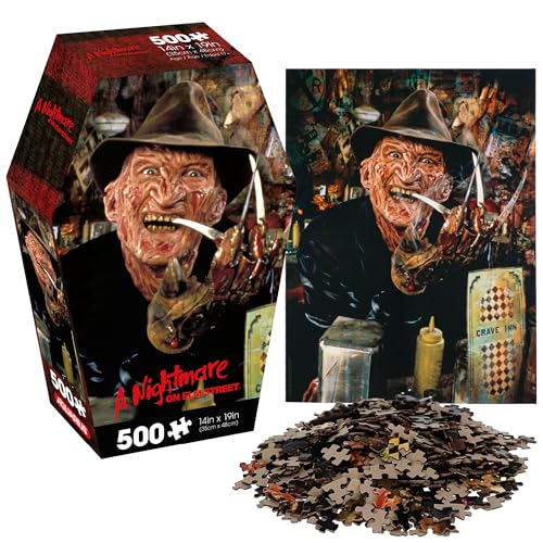 AQUARIUS Nightmare on Elm Street 500 Piece Jigsaw Puzzle in Coffin Box