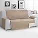 MERCURY TEXTIL- Funda de Sofá Reversible, Protector para Sofás Acolchado, Funda con Reposabrazos. Variedad de Medidas (Beige+Cuero, 3 Plazas)
