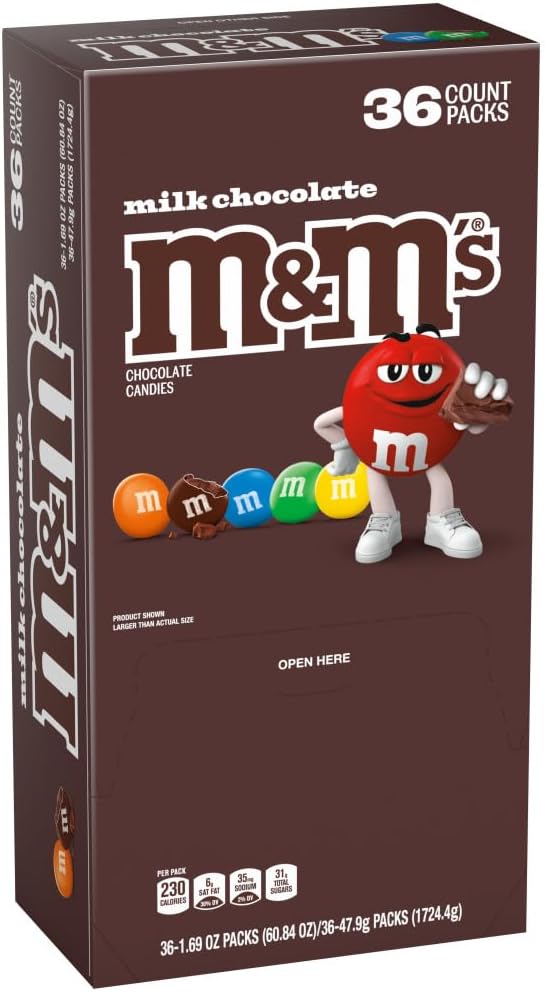 - Milk Chocolate Candy, Full Size 1.69 oz Bag, Pack of 36 Bulk Candy Chocolate