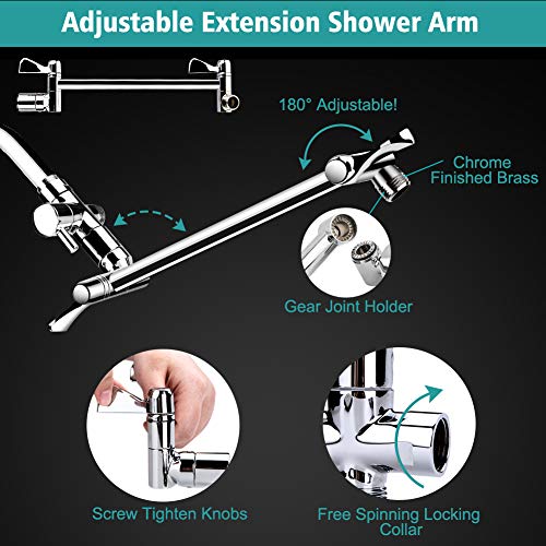 Tudoccy BLK3300 10 Inch High Pressure Rainfall Shower Head/Handheld Shower Combo With 11 Inch Extension Arm, 9 Settings Adjustable Anti-Leak With Holder/Hose, Height/Angle Adjustable thumb #4