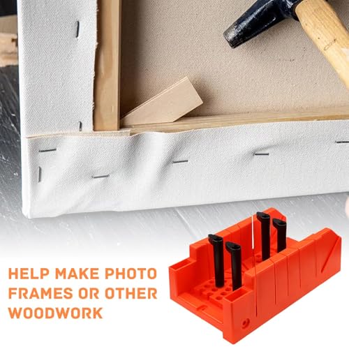 Gehrungslade, Verdickter Kunststoffboden, Robust und Verschleißfest, mit 90°/45°/22,5° Sägeführung, Deutlich mit Gradangaben Markiert, geeignet für Holzbearbeitungsfräser CeTsronixoC (Orange)