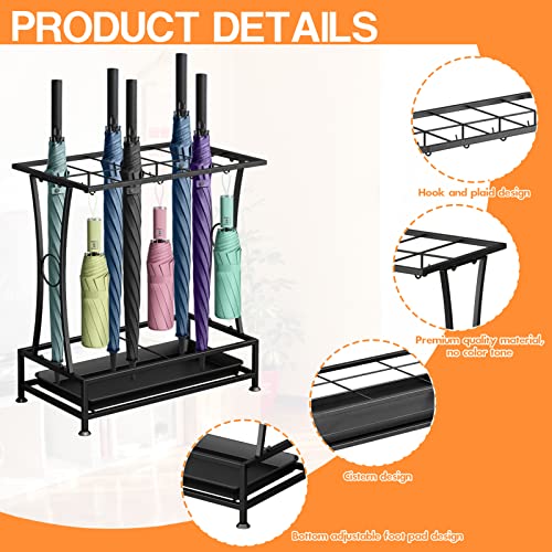 image for YOCOMEY Metal Umbrella Holder Stand with Removable Drip Tray, Industri